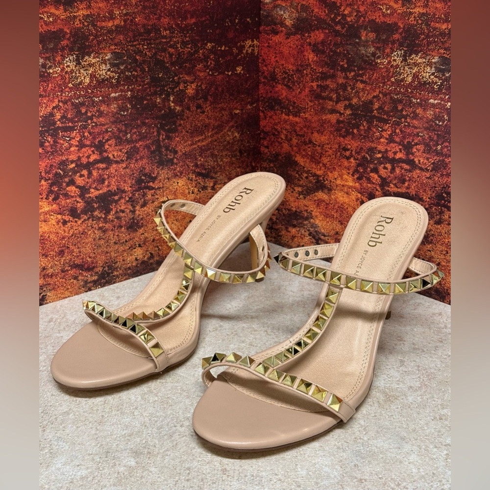 Gold Studded Tan Women's Sandals